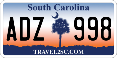 SC license plate ADZ998