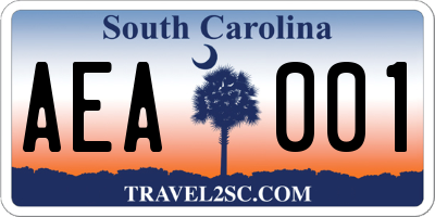 SC license plate AEA001
