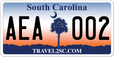 SC license plate AEA002