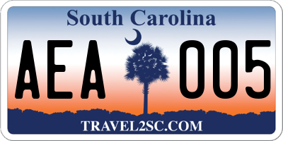 SC license plate AEA005