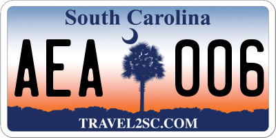 SC license plate AEA006