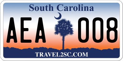 SC license plate AEA008