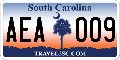 SC license plate AEA009