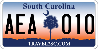 SC license plate AEA010