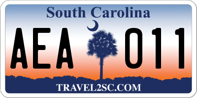 SC license plate AEA011