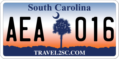 SC license plate AEA016