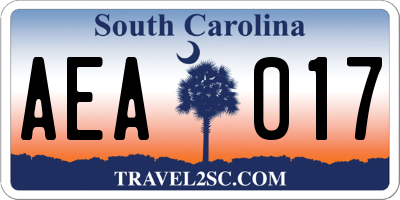 SC license plate AEA017