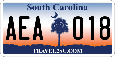SC license plate AEA018