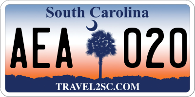 SC license plate AEA020