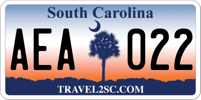 SC license plate AEA022