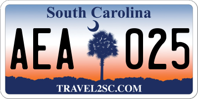 SC license plate AEA025