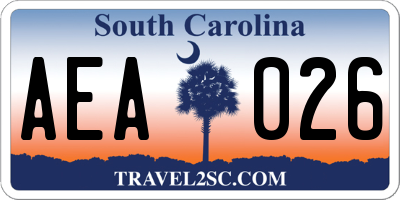 SC license plate AEA026