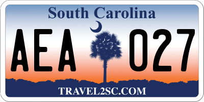 SC license plate AEA027