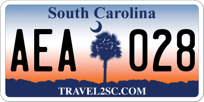 SC license plate AEA028