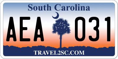 SC license plate AEA031