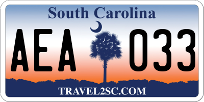 SC license plate AEA033