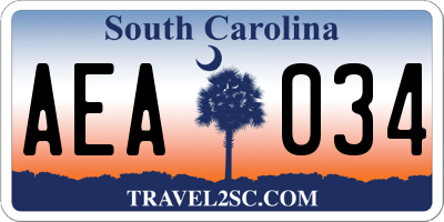 SC license plate AEA034