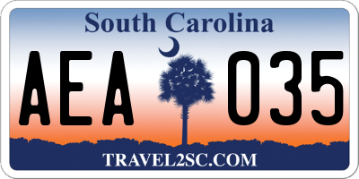 SC license plate AEA035