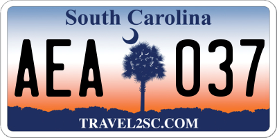 SC license plate AEA037