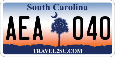SC license plate AEA040
