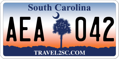 SC license plate AEA042