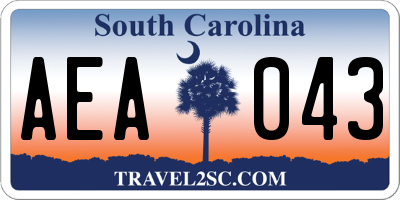 SC license plate AEA043