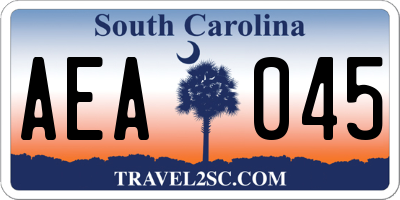 SC license plate AEA045
