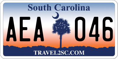 SC license plate AEA046