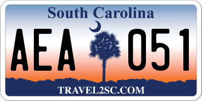 SC license plate AEA051