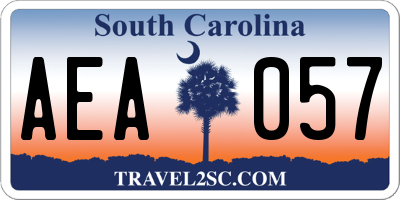 SC license plate AEA057