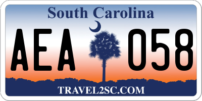 SC license plate AEA058