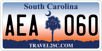 SC license plate AEA060