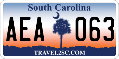 SC license plate AEA063