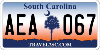 SC license plate AEA067