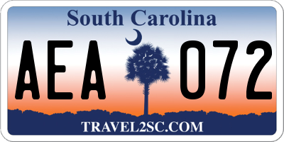 SC license plate AEA072