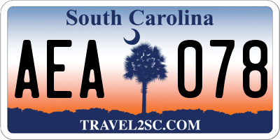 SC license plate AEA078