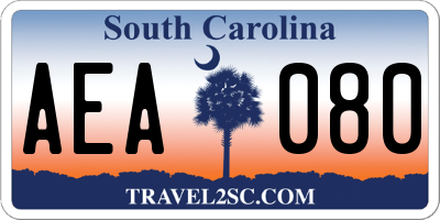 SC license plate AEA080