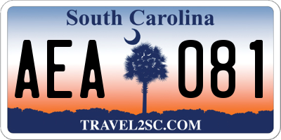 SC license plate AEA081