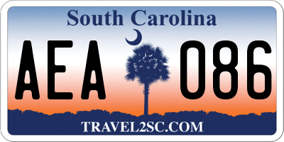 SC license plate AEA086