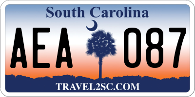 SC license plate AEA087