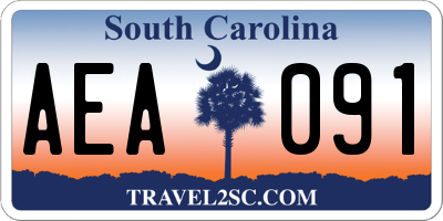 SC license plate AEA091
