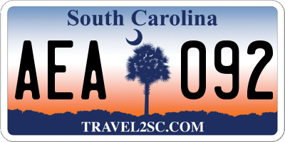 SC license plate AEA092