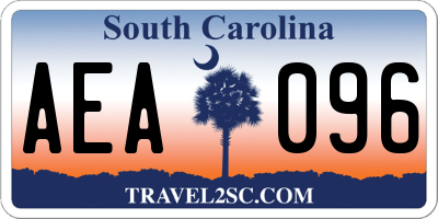 SC license plate AEA096