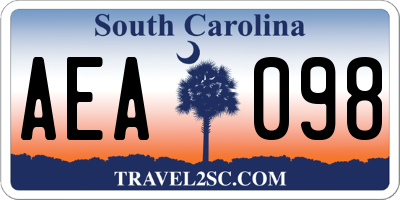 SC license plate AEA098