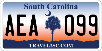 SC license plate AEA099