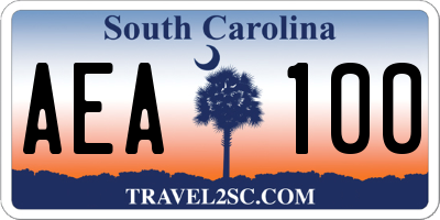 SC license plate AEA100