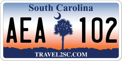 SC license plate AEA102