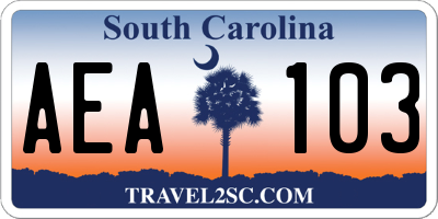 SC license plate AEA103