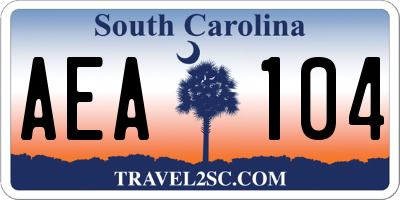 SC license plate AEA104