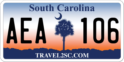 SC license plate AEA106